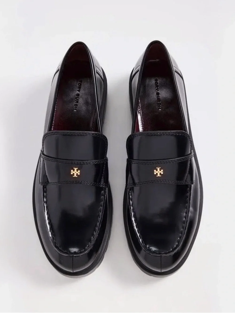 TORY BURCH Classic Lug Loafer Black Leather Platform Loafers 8.5